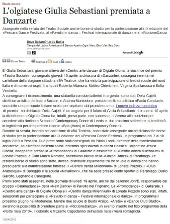 VareseNews del 19 aprile 2010
