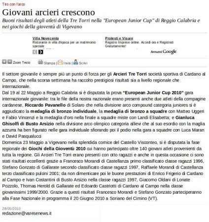 Varesenews del 28 maggio 2010