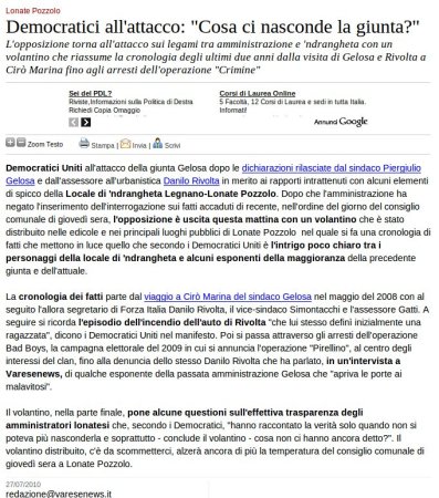 Varesenews del 27 luglio 2010