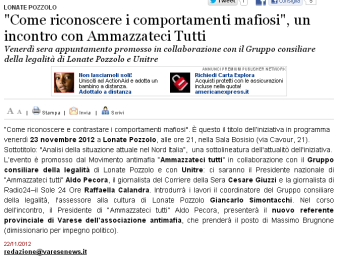 Varesenews del 22 novembre 2012